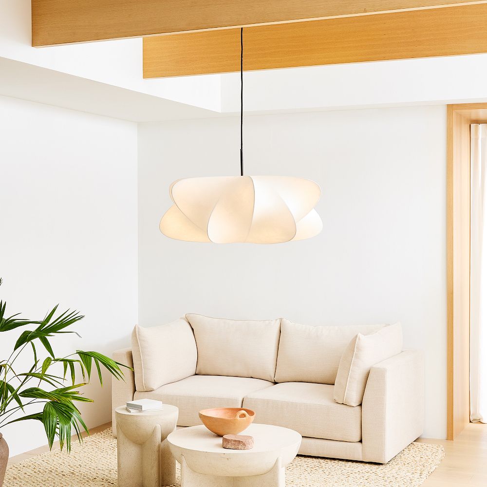 Pendant Light Silk 23.6 in 11 in E27 3-Light White Dining Living Room Modern Ceiling Lamp | Thomler