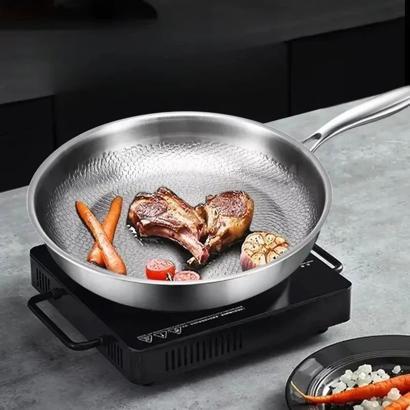 Frying Pan Titanium 10 in Hammered Non-Stick Induction Cookware Kitchen Skillet Durable Stylish | Thomler