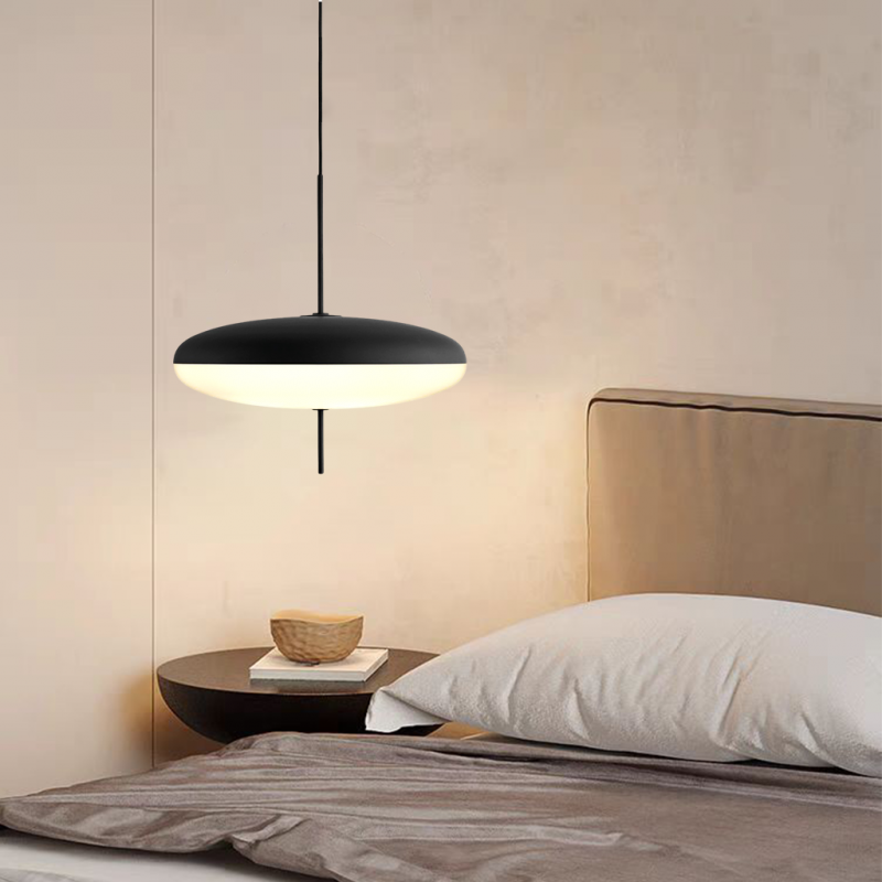 Polymer Plastic Suspension Lamp 11.8 in x 21.7 in White Indoor Ceiling Light Adjustable Hanging Height Modern Lighting Fixture | Thomler