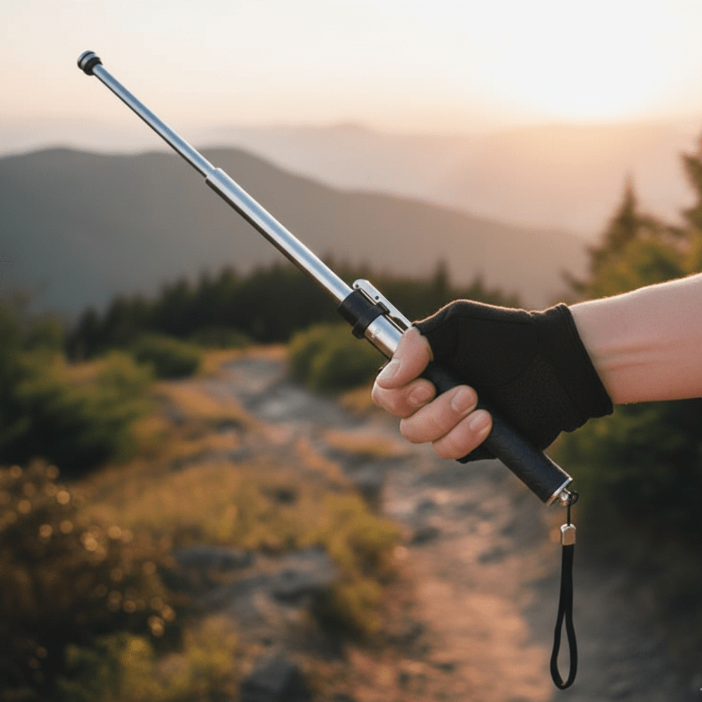 Trekking Pole Alloy Steel 15.8 oz Lightweight Self Defense Hiking Walking Stick Outdoor Stability Support | Thomler